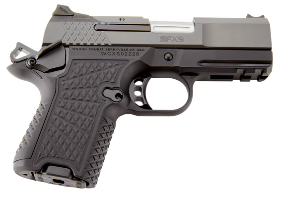 Wilson Combat SFX9SCR3A SFX9 Sub-Compact 9mm Luger 10+1 15+1 3.25" Stainless Steel Barrel, Black DLC Serrated Stainless Steel Slide, Black Aluminum Frame w/Beavertail & Picatinny Rail, Black G10 Grip 137817