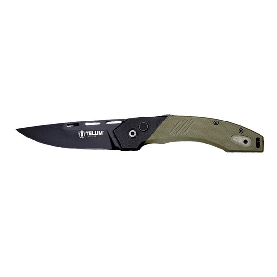 Telum Scorch Tactical Automatic Folding Knife 3-1/2" Drop Point Blade OD Green RHTT3079