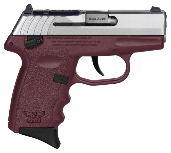 SCCY Industries CPX4TTCRRDRG3 CPX-4 RD 380 ACP 10+1 2.96" Crimson Red Polymer/Serrated Stainless Steel Slide/Finger Grooved Crimson Red Polymer Grip 144669