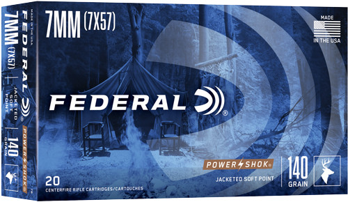 FEDERAL POWER-SHOK 7X57MMMAUSER 140GR SP 20RD 10BX/CS A7B