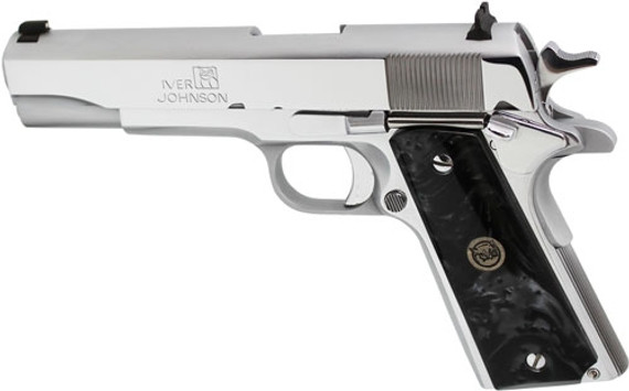 IVER JOHNSON 1911A1 38 SUPER5" FS 9RD CHROME BLACK PEARL G1911A138CHRP