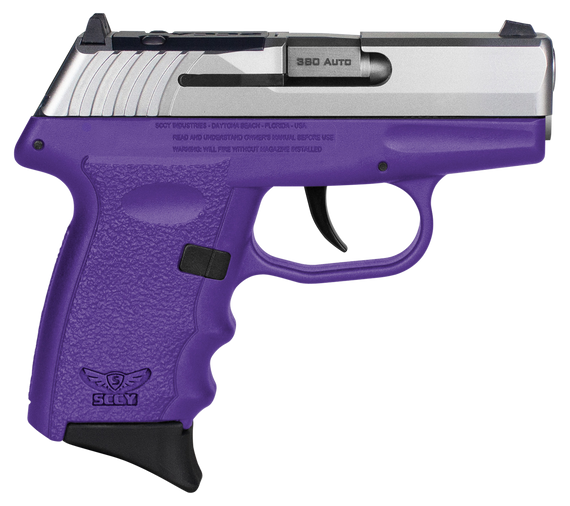 SCCY Industries CPX3TTPURDRG3 CPX-3 RD 380 ACP 10+1 2.96" Purple Polymer/Serrated Stainless Steel Slide/Finger Grooved Purple Polymer Grip 144644