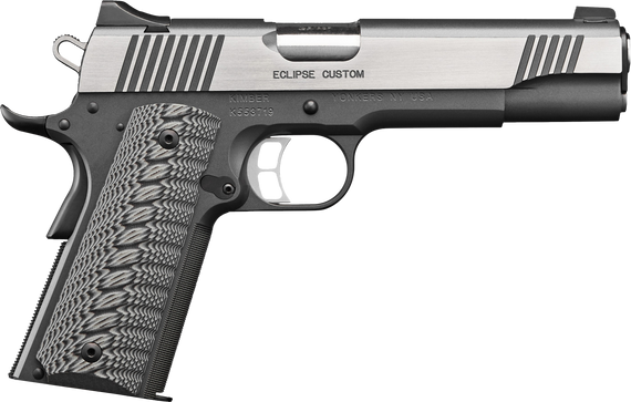 Kimber Mfg, Inc 3000239 Eclipse Custom 10mm Auto 8+1 5" Stainless Match Grade Barrel, Charcoal Gray Serrated Stainless Steel Slide, Charcoal Gray Stainless Steel Frame w/Beavertail, G10 Grip 170472