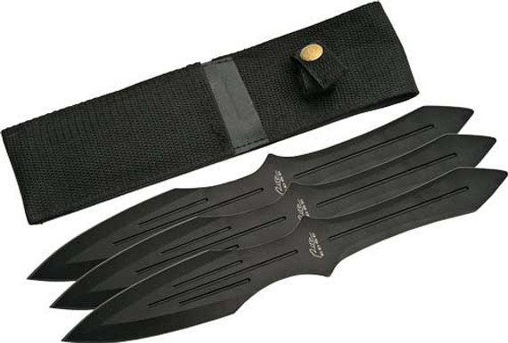 SZCO RITE EDGE 9.75" THROWINGKNIFE BLACK 3PC SET W/SHEATH 211230BK