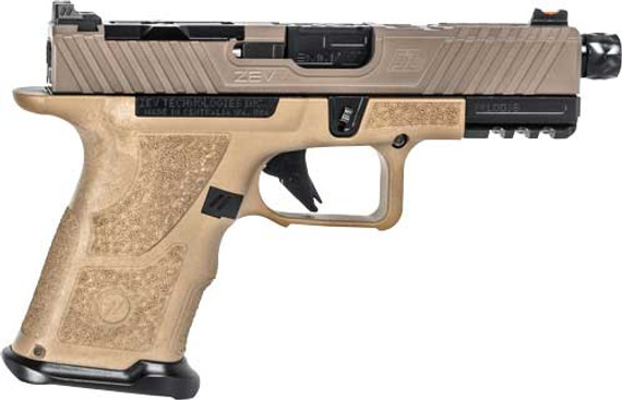 ZEV OZ9c ELITE PISTOL COMPACT</br>FDE SLIDE THREADED BARREL 9MM