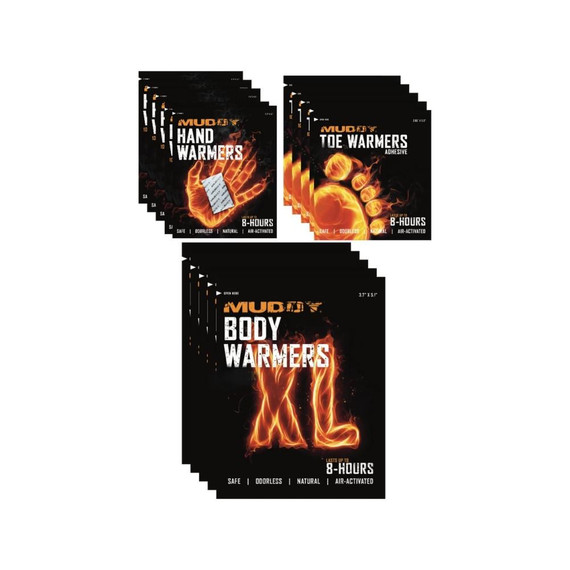 Muddy Disposable Hand and Foot Warmers Bulk Variety Pack 8 ea. Hand/Toe/XL Warmers GMMUDDWPACK