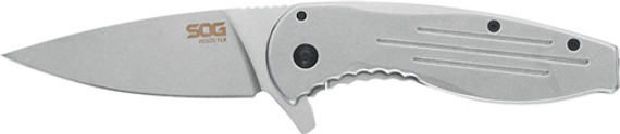 SOG KNIFE AEGIS FLK STONEWASHED 3.38" PLAIN EDGE BLADE 14410242