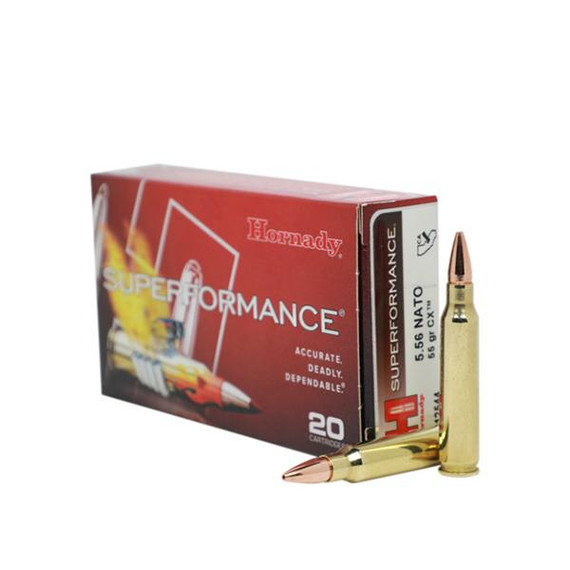 Hornady Superformance Rifle Ammunition 5.56 NATO 55gr CX SPF 3175 fps 20/ct HO812544