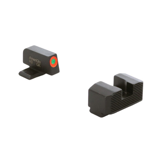Ameriglo Green Tritium Orange Outline Front Black Serrated Rear Sight Hellcat OSP KQSA434