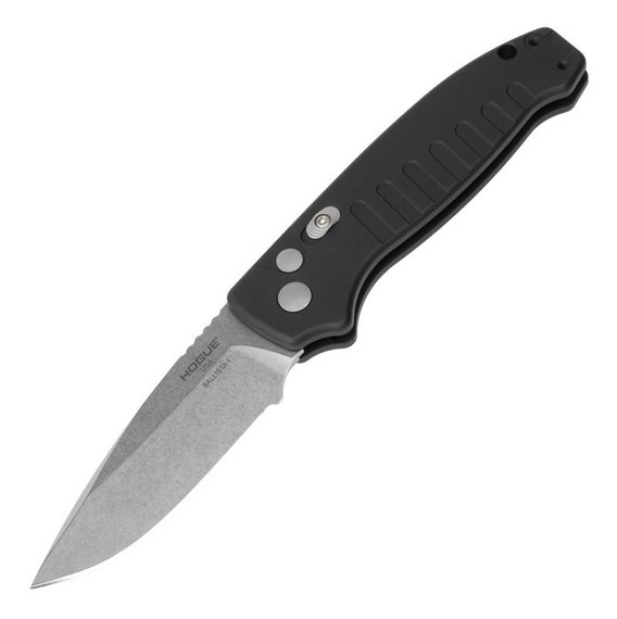 Hogue Ballista I Automated Folder Knife 3 1/2" Drop Point Blade Black jn64136