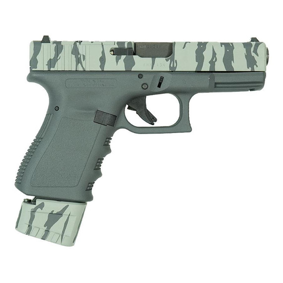 Glock 19 Gen 3 Custom "Sniper Grey/Tiger Stripe Extended Mag" Handgun 9mm Luger 17rd Magazine 4" Ported Barrel GLUI1950203TSG