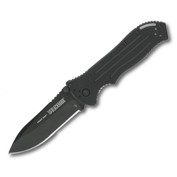 Bear & Son Blackhawk Point Man Sideliner Folding Knife 3-3/8" Drop Point Blade Black CWBH15PM201BK