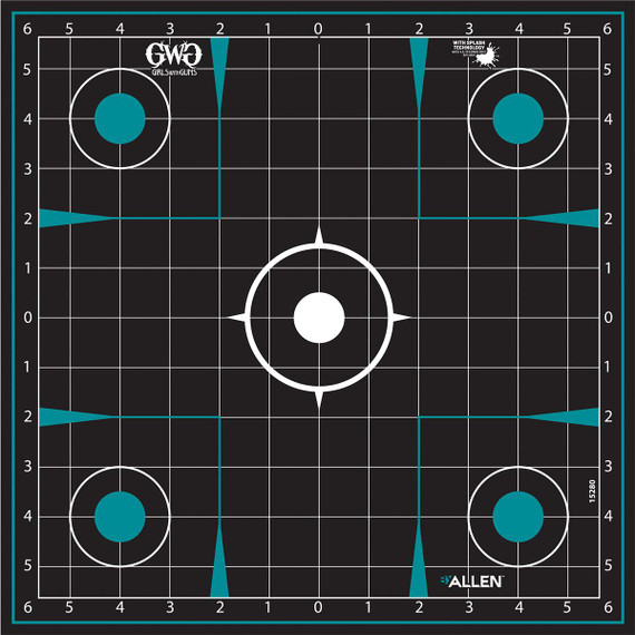 Allen Girls with Guns Splash Adhesive Sight Grid Targets 12x12 - 5/ct AN15280