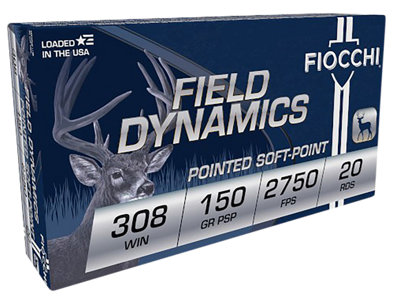 Fiocchi 308B Field Dynamics  308Win 150gr Pointed Soft Point 20 Per Box/10 Case 54478