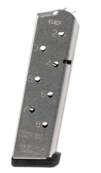 CMC Products 12131 Power Mag Plus 8rd 45 ACP Fits 1911 Government Stainless Steel w/ Black Base Pad 64292