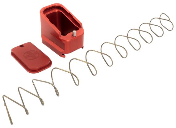 Shield Arms G17ME5RED Magazine Extension  +5 Extended 40 S&W/9mm Luger  Compatible w/Glock 17/19X/22/34/35/45, Red Anodized Aluminum 151802