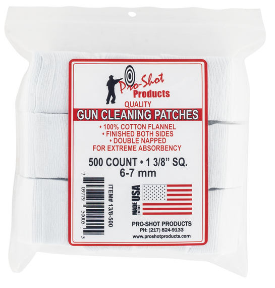 Pro-Shot 138500 Cleaning Patches  6mm/7mm 1.38" Cotton Flannel 500 Per Pkg 122994