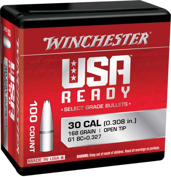 Winchester Ammo WBR30168 Centerfire Rifle  308Win 168gr Open Tip 100 Per Box/10 Case 107568
