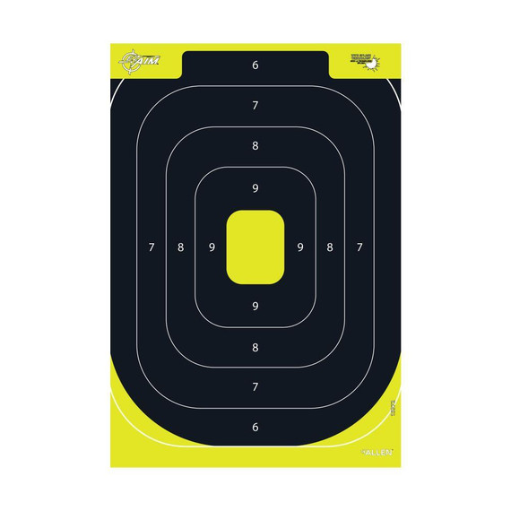 Allen EZ Aim Splash Reactive Paper Target IPSC Silhouette 12.5"x18.25" Yellow and Black 30 per Pad AN1537230
