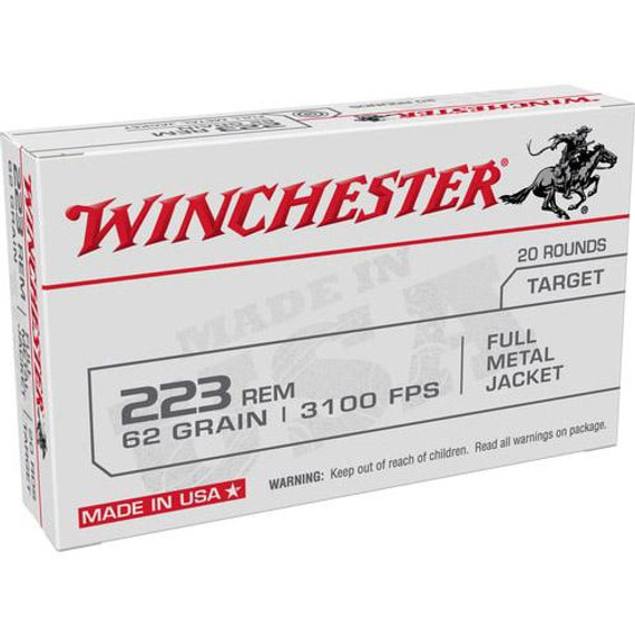 Winchester USA LC Rifle Ammunition .223 Rem 62 gr. FMJ 3100 fps 20/ct WNW223FMJ62
