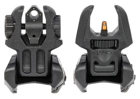 Meprolight USA 403240 FUBS Sight Set Black AR Platform Flip Up Orange Tritium Front/Green Tritium Rear 134603
