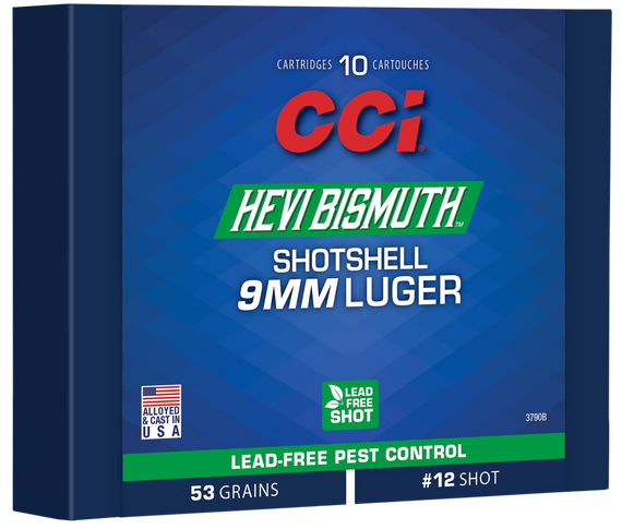 CCI 3790B Pest Control HEVI-Bismuth 9mmLuger 53gr 10 Per Box/20 Case 162321