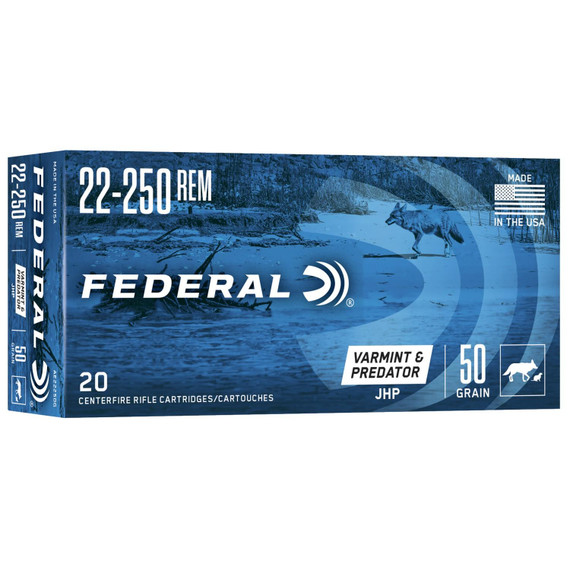 Federal American Eagle Rifle Ammunition .22-250 50gr Jacketed Hollow Point 20 Rounds/Box FAAE22250G