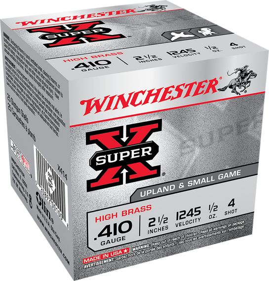 Winchester Ammo X414 Super X Heavy Game Load High Brass 410Gauge 2.50" 1/2oz 4Shot 25 Per Box/10 Case 116935