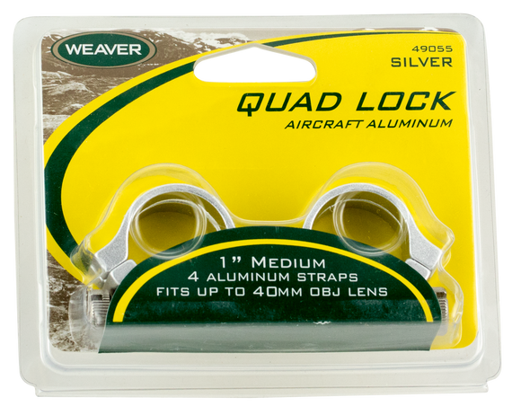 Weaver Mounts 49055 Quad Lock Detachable Rings  Silver 1" Medium 35072