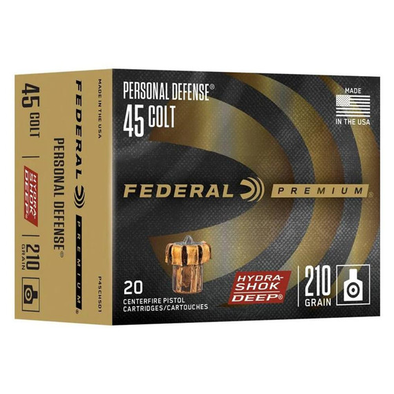 Federal Hydra-Shok Deep Handgun Ammunition .45 Colt 210 gr JHP 913 fps 20/ct FAP45CHSD1