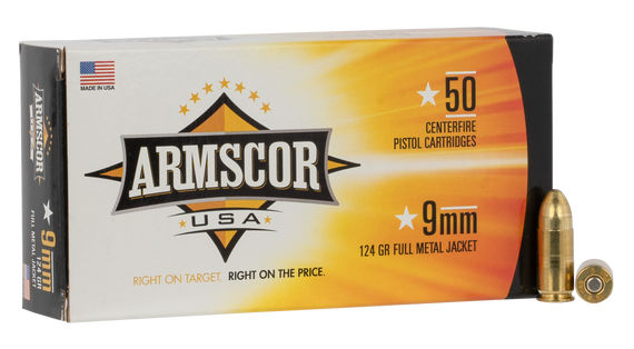 Armscor FAC94 USA  9mmLuger 124gr Full Metal Jacket 50 Per Box/20 Case 35278