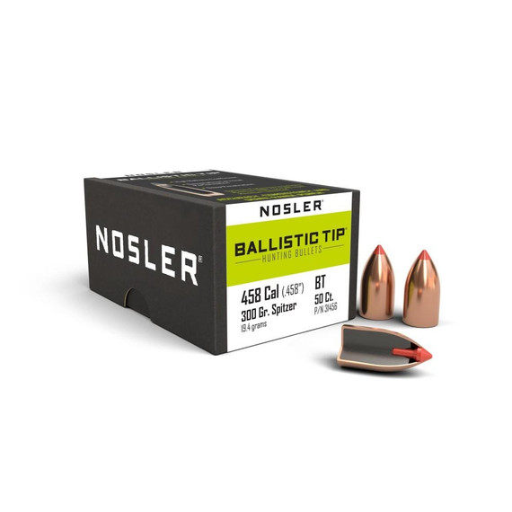 Nosler Ballistic Tip Hunting Bullets .458 SOCOM 300 gr SP (Orange Tip) 50/ct NO31456