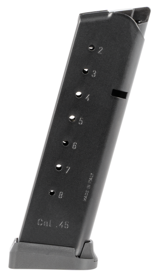 Mec-Gar MGCG4508MATCH Standard  8rd Detachable w/Match Grade Floor Plate 45 ACP Fits 1911 Government Blued w/Anti-Friction Coating Carbon Steel 123094