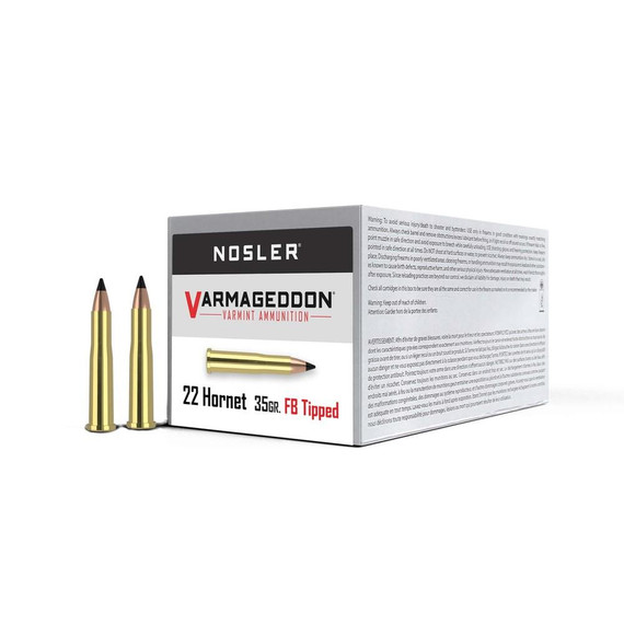 Nosler Varmegeddon Rifle Ammunition .22 Hornet 35 gr FB Tipped 3000 fps - 20/ct NO41132
