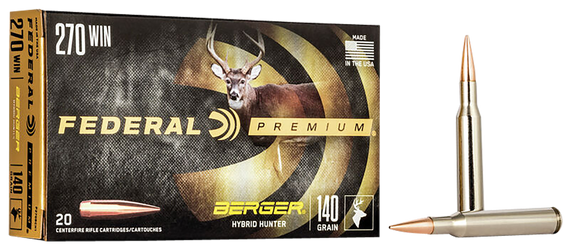Federal P270BCH1 Premium  270Win 140gr Berger Hybrid Hunter 20 Per Box/10 Case 110447