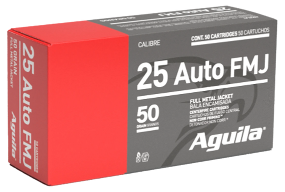 Aguila 1E252110 Target & Range Handgun 25ACP 50gr Full Metal Jacket 50 Per Box/20 Case 96081