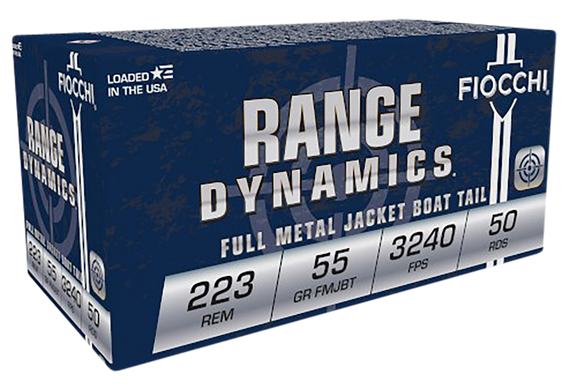 Fiocchi 223A Range Dynamics  223Rem 55gr Full Metal Jacket Boat Tail 50 Per Box/20 Case 39797