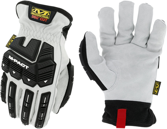 Mechanix Wear LDMPHDX000 M-Pact HD Driver F8-360 White DuraHide Leather Small Elastic 126127