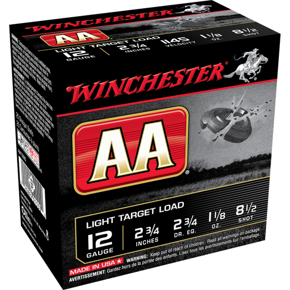 Winchester AA Target 12 ga 2-3/4" 1-1/8 oz #8.5 25/ct WNAA1285 Winchester AA Target 12 ga 2-3/4" 1-1/8 oz #8.5 25/ct WNAA1285