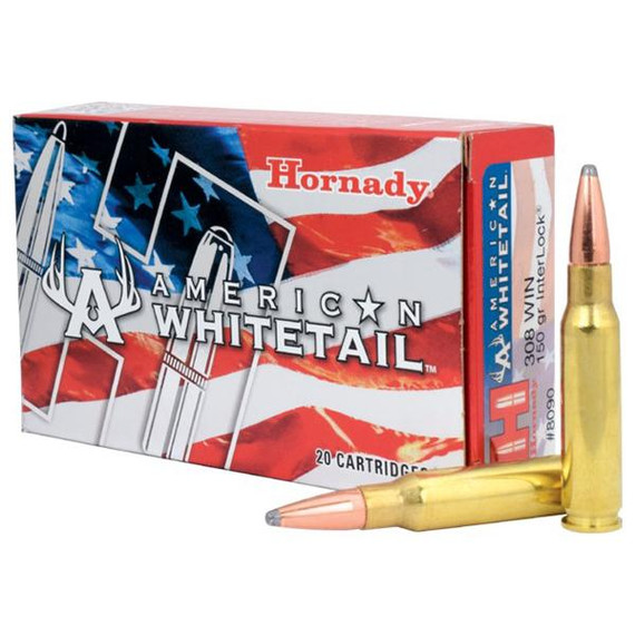 Hornady American Whitetail Rifle Ammunition .308 Win 150 gr. SP 2820 fps 20/ct HO8090