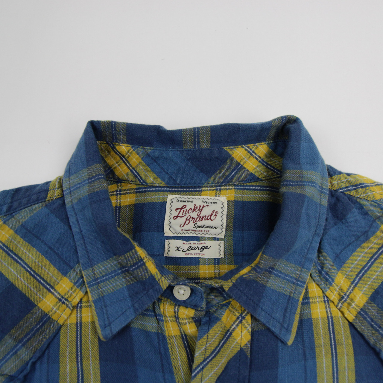 Lucky Brand Button-Up Men's Blue/Yellow Used XL 31
