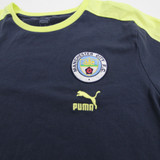 Manchester City FC Puma Short Sleeve Shirt Men's Navy/Lime Green Used XL-TOPS-130181