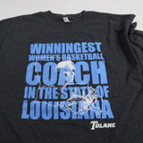 Tulane Green Wave Jerzees Dri-power Long Sleeve Shirt Women's Charcoal Used-TOPS-149024