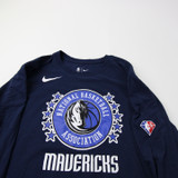 Dallas Mavericks Nike NBA Authentics Dri-Fit Long Sleeve Shirt Men's Navy Used 2XL-TOPS-153356