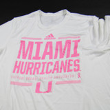 Miami Hurricanes adidas Aeroready Short Sleeve Shirt Men's White/Pink New-TOPS-152956