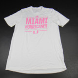 Miami Hurricanes adidas Aeroready Short Sleeve Shirt Men's White/Pink New-TOPS-152956