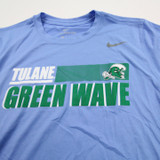 Tulane Green Wave Nike Nike Tee Long Sleeve Shirt Men's Light Blue/White New S-TOPS-154287