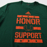 Miami Hurricanes adidas Aeroready Short Sleeve Shirt Men's Green/Orange Used L-TOPS-159135