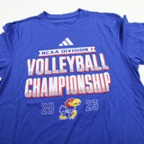 Kansas Jayhawks adidas Short Sleeve Shirt Men's Blue Used Multiple Sizes TOPS-163949