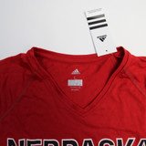 Nebraska Cornhuskers adidas Climalite Short Sleeve Shirt Women's Red New-TOPS-166017